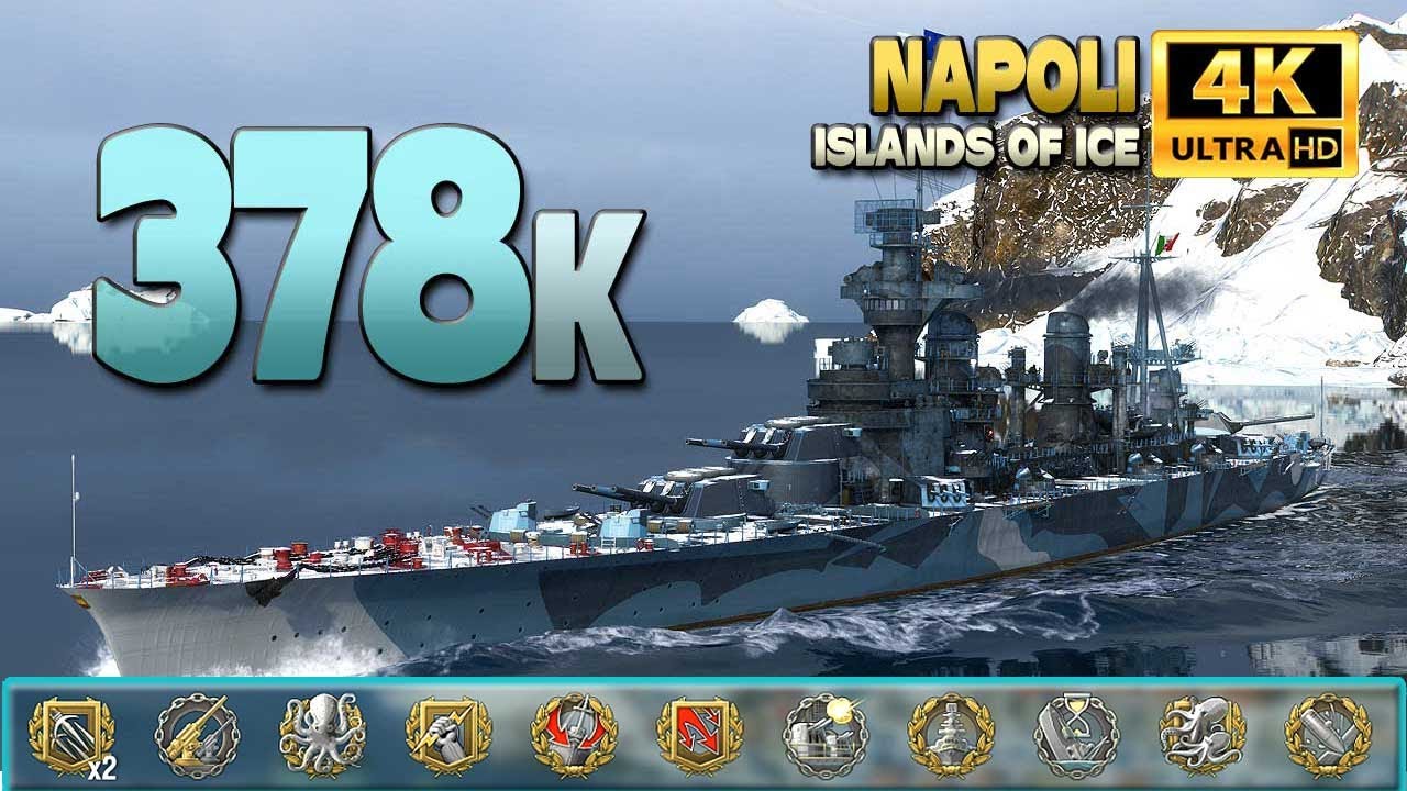 крейсер «Наполи»: много действий на карте «Ледяные острова» - World of Warships