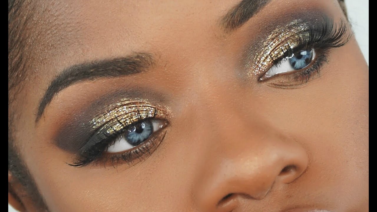 Makeup Tutorial | Dramatic Gold Glitter Smokey Eye