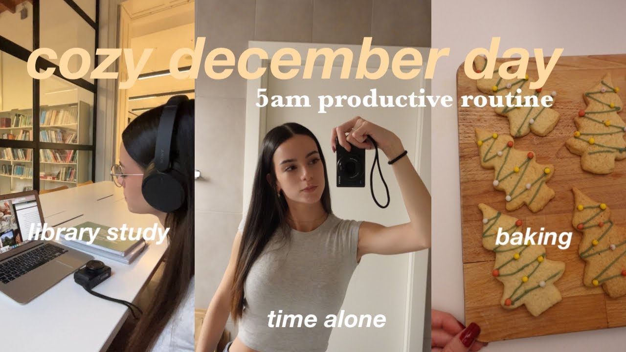 Cozy December vlog ⭐️ productive day | 2025 board, baking, study, painting, christmas gifts...
