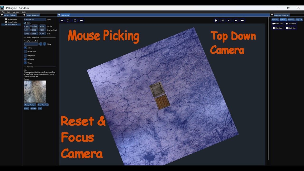 The SpxEngine 3d Games Engine this is my second attempt, Mouse Picking & Camera Top Down