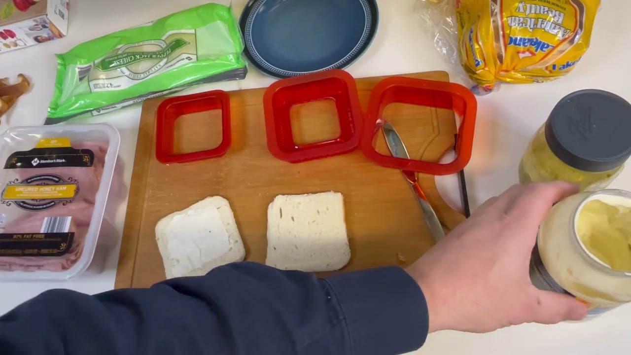 Uncrustable Ham & Cheese with Mayo & Mustard. Tribe Glare Sandwich Cutter.