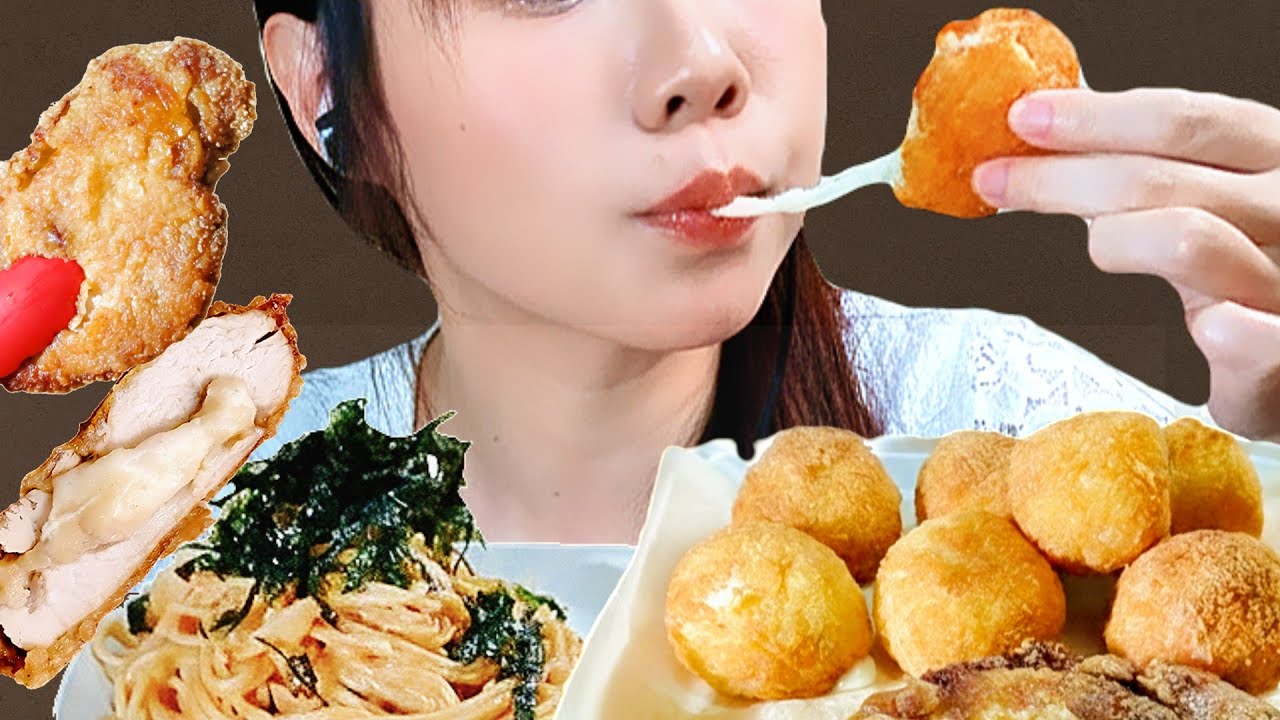 HOMEMADE Taiwanese Fried Chicken, Cheese Balls & Mentaiko Pasta Mukbang (No Talking)