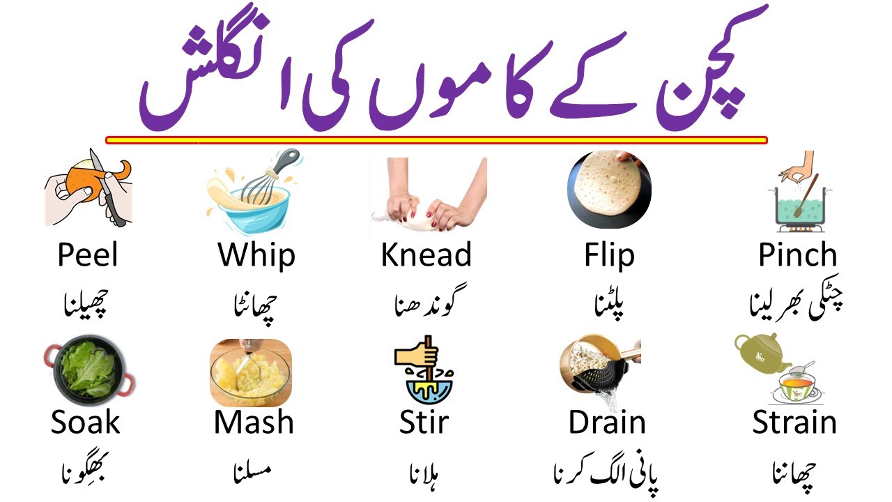 Kitchen Verbs in English with Urdu Meanings | Grammareer
