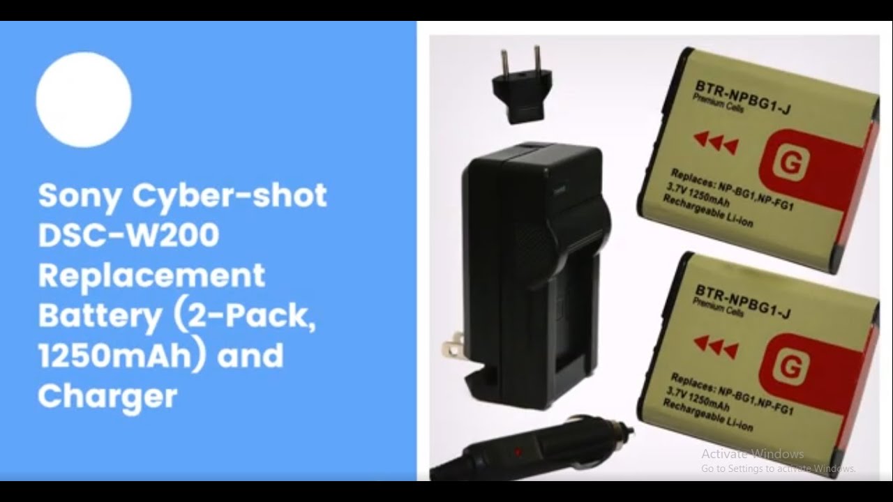 Sony Cyber-shot DSC-W200 Replacement Battery (2-Pack, 1250mAh) and Charger