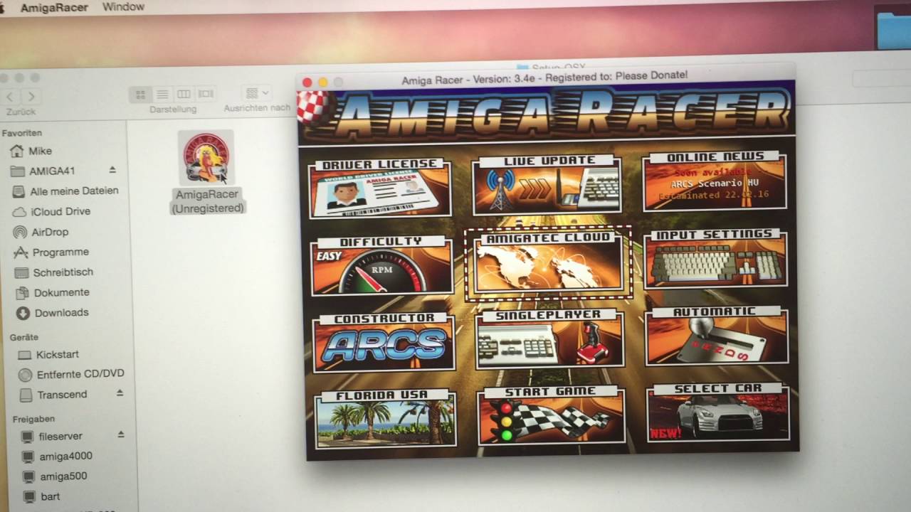 Mac OS X - Amiga Racer Live Update