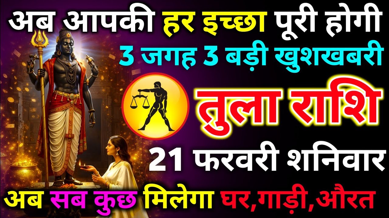 तुला राशि 07 फरवरी शनिवार अब आपकी हर इच्छा पूरी होगी 3 जगह 3 बड़ी खुशखबरी/tula rashi