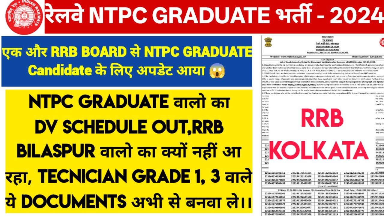 RRB Ntpc Graduate DV Schedule Out ✅//Rail Swaraj 