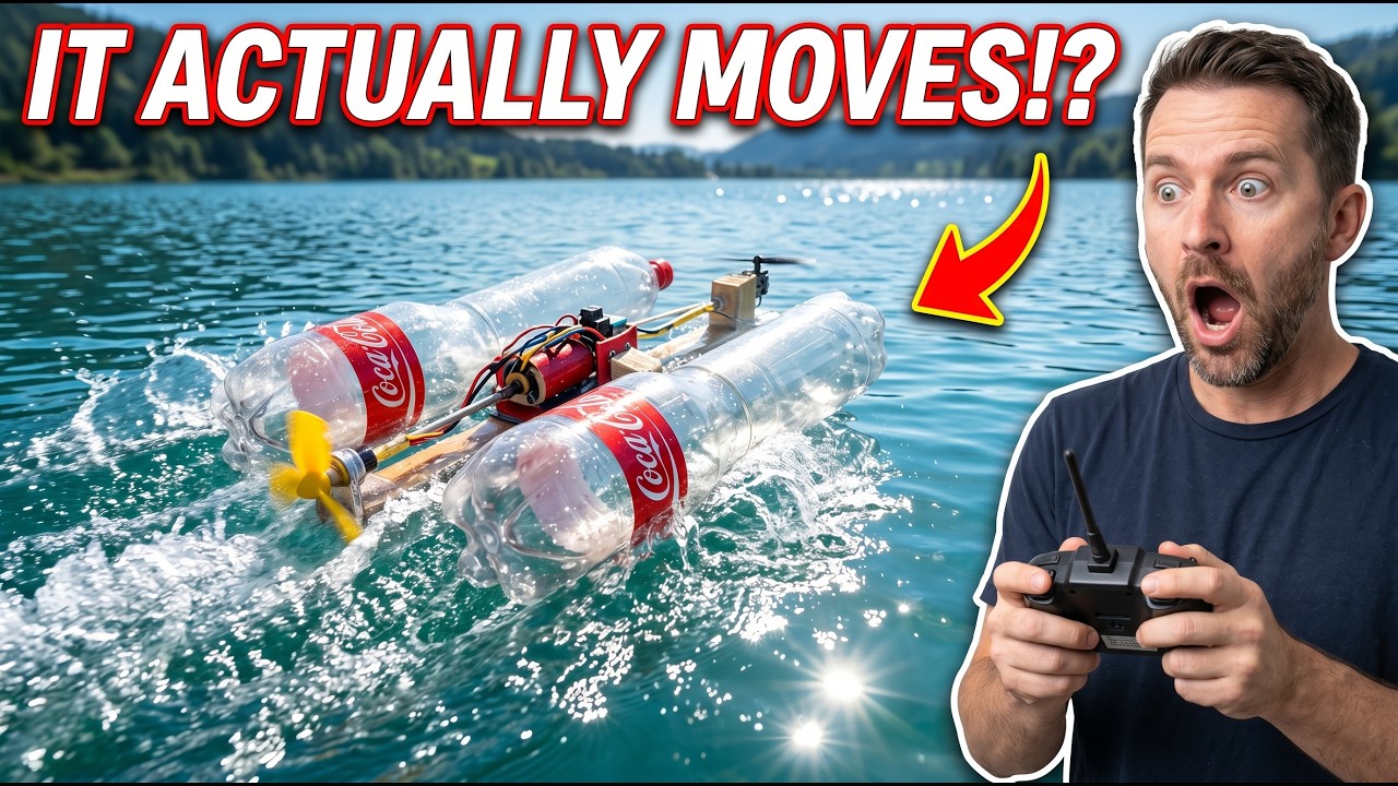Built a 100% Recycled RC Boat (The Ultimate DIY Challenge) | It really works.