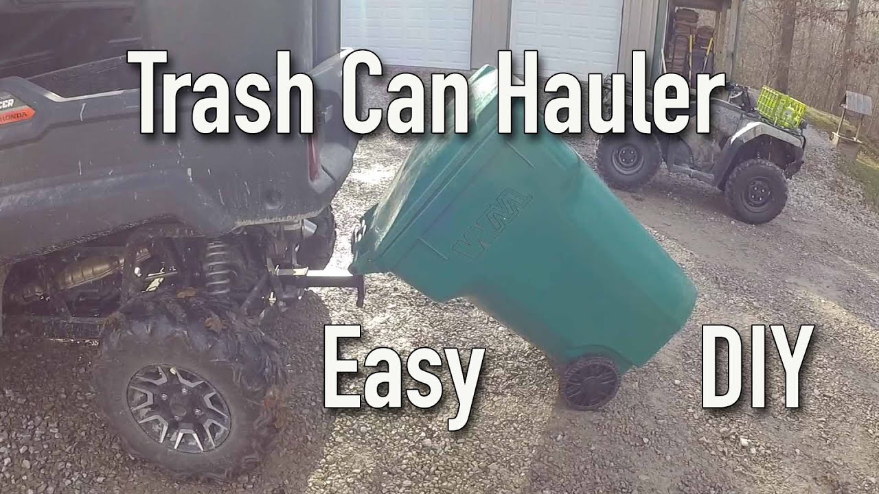 Hitch Mount Trash Can Hauler  - ATV UTV Truck SUV 96 Gallon Transport