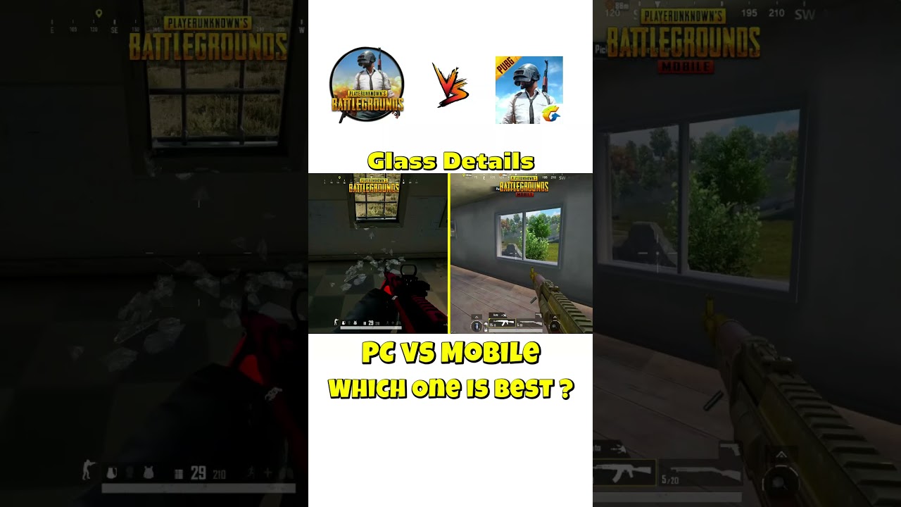 PUBG PC vs PUBG Mobile | Glass Comparison | #pubgmobile #pubgpc #viral #ytshorts #shorts