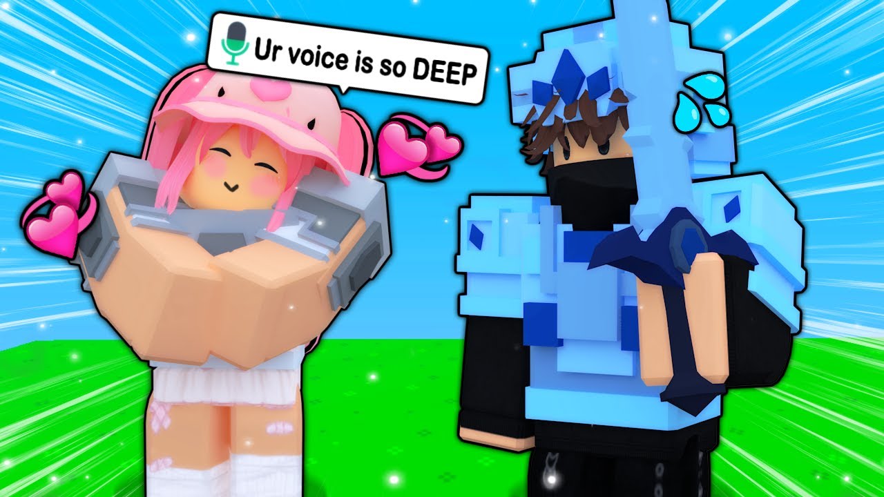 I Used a VOICE CHANGER to Sound like a E-BOY (Roblox Bedwars)