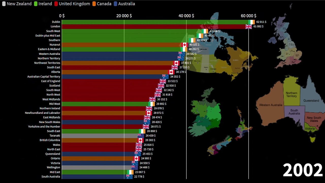 Administrative Units of UK, Canada, New Zealand, Australia and Ireland, GDP per Capita 1960-2026