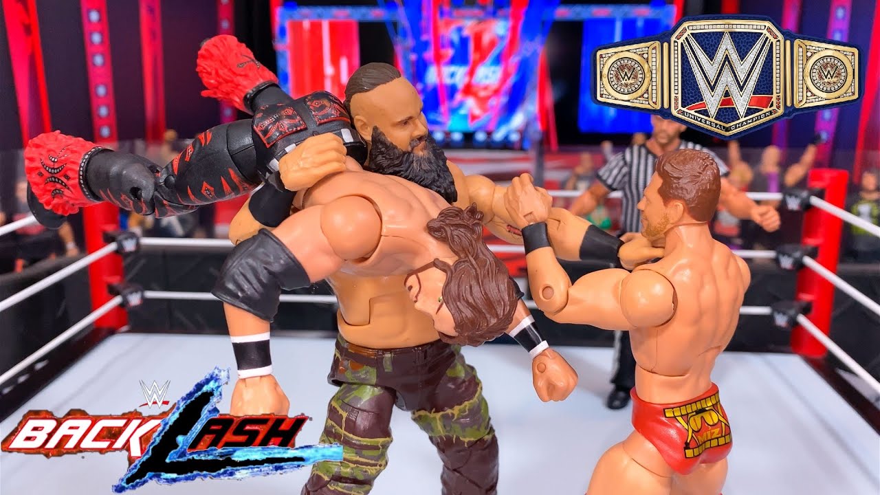 Braun Strowman vs Miz & John Morrison WWE Universal Championship Action Figure Match! Backlash 2020