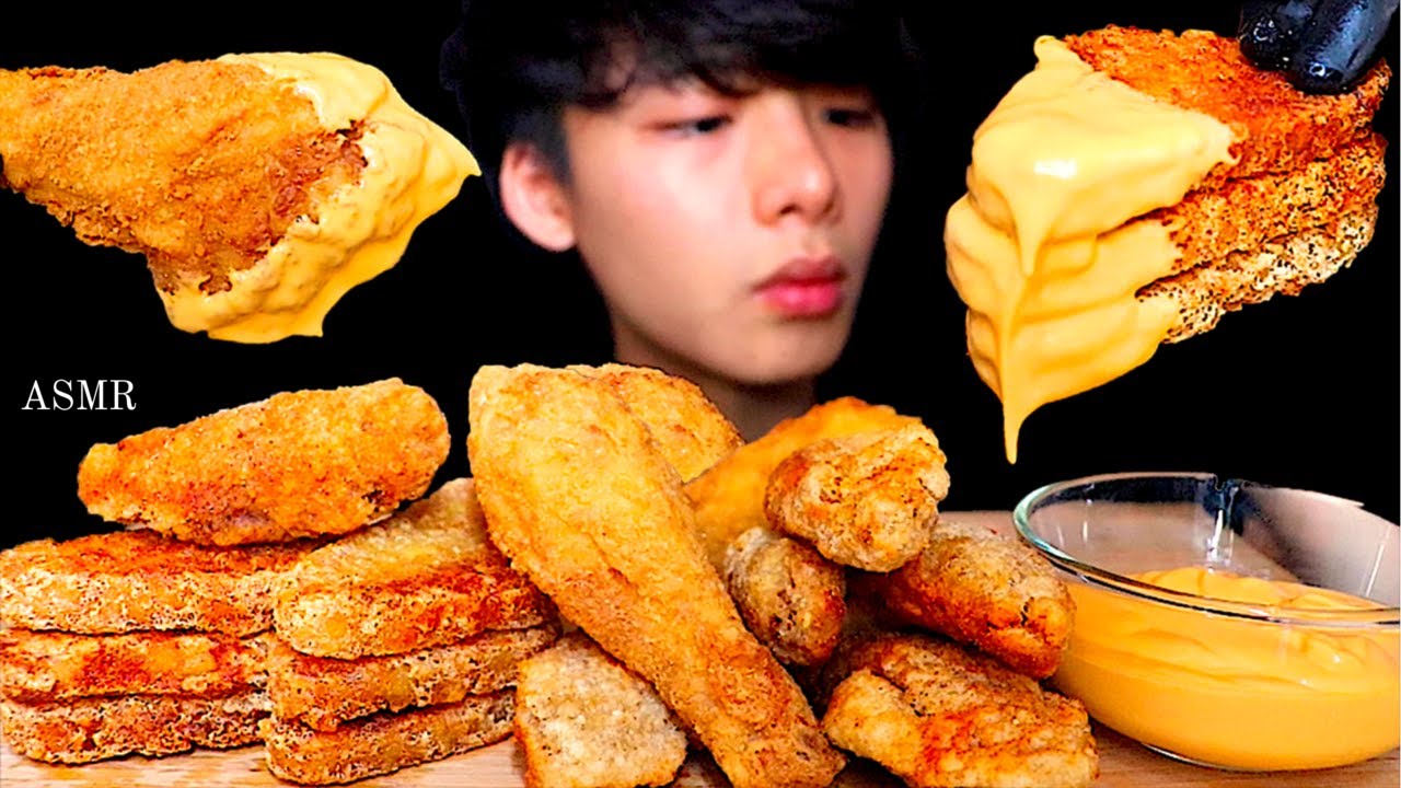 ASMR CHEESY HASH BROWNS + FRIED CHICKEN (Eating Sound) | MAR ASMR