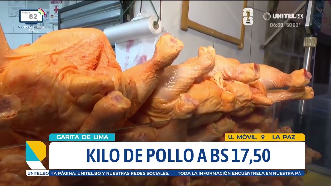 El precio del kilo de pollo ronda entre los Bs 16 y Bs 18 en mercados del eje central