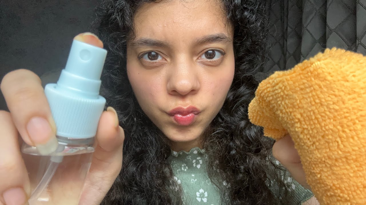 ASMR Cleaning your face in detail | Towels, Cotton pads, Spray bottle and Q-tips | Camera Touching
