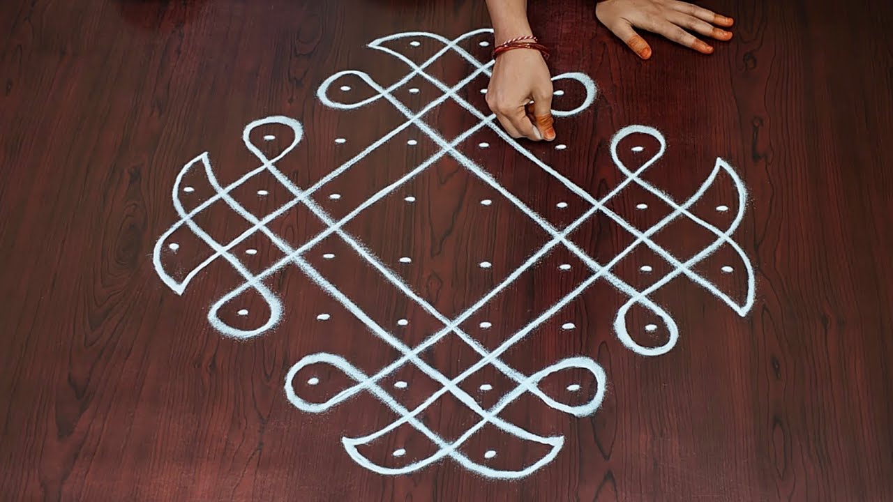 8&times;2dots melikala muggulu|easy rangoli|daily chukkala muggulu||sikku,kambhi,neli kolams|#Nice Rangoli