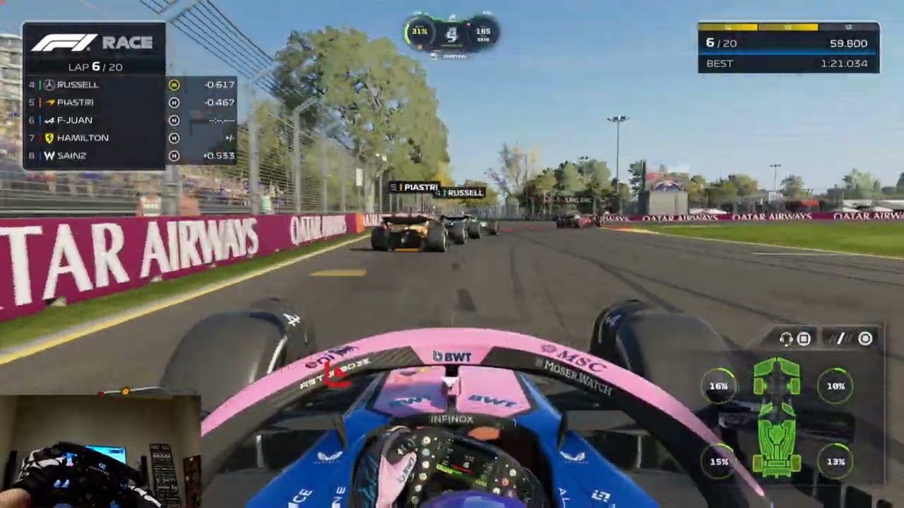 F1 25 Career Mode / From 15th to 3rd / 100% Difficulty / R1 Melbourne GP / Steering Wheel Gameplay