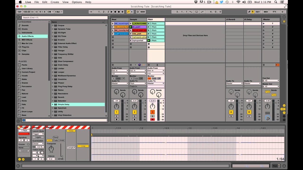 Как создать звуки скретчинга/краба с помощью двух эффектов Ableton Live