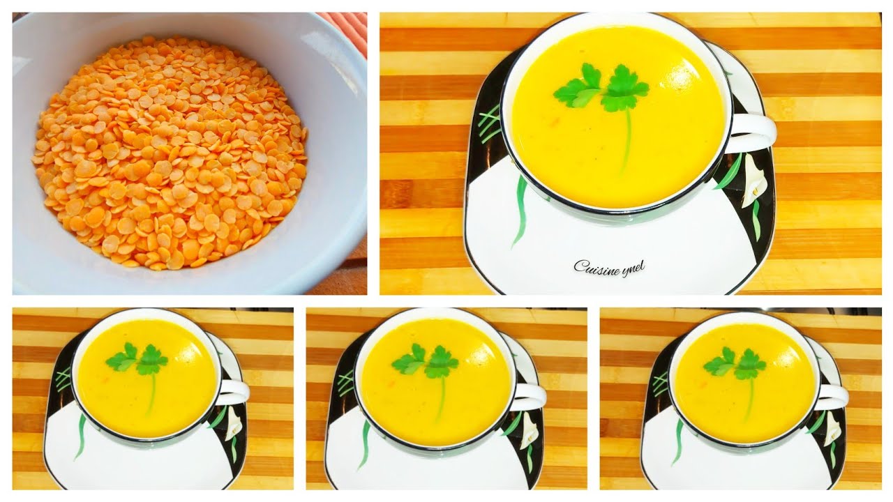 شربة عدس احمر بلاش لحم وجبة كاملة متكاملة غنية بالفيتامينات soupe aux lentilles corail