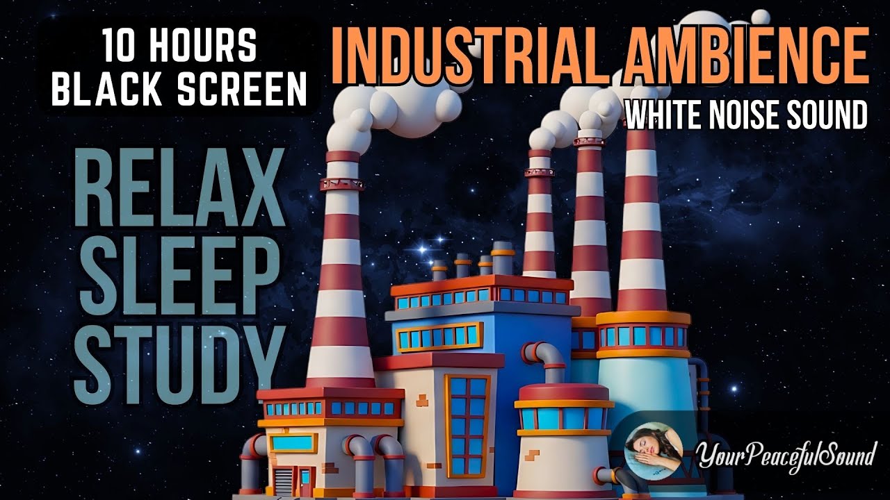 Industrial Factory Ambience | 10 Hours Black Screen | Industrial White Noise and Machine Sounds