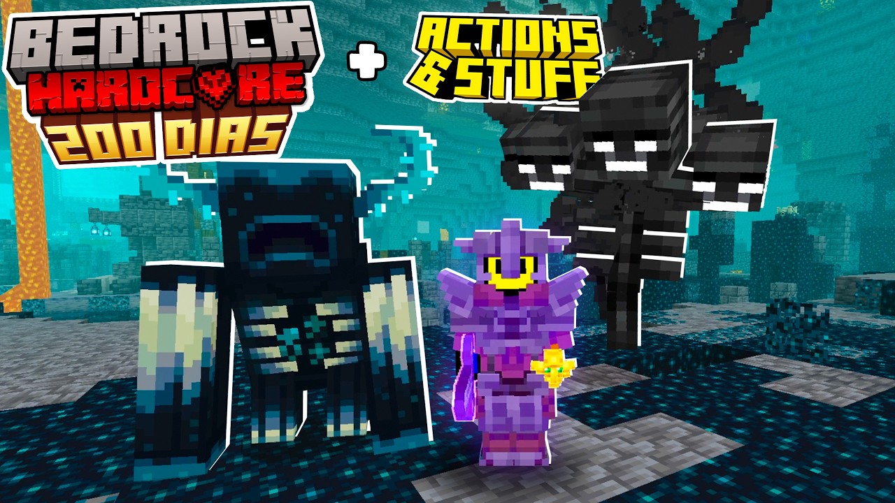 Sobreviví 200 Días en Minecraft BEDROCK HARDCORE + Actions & Stuff