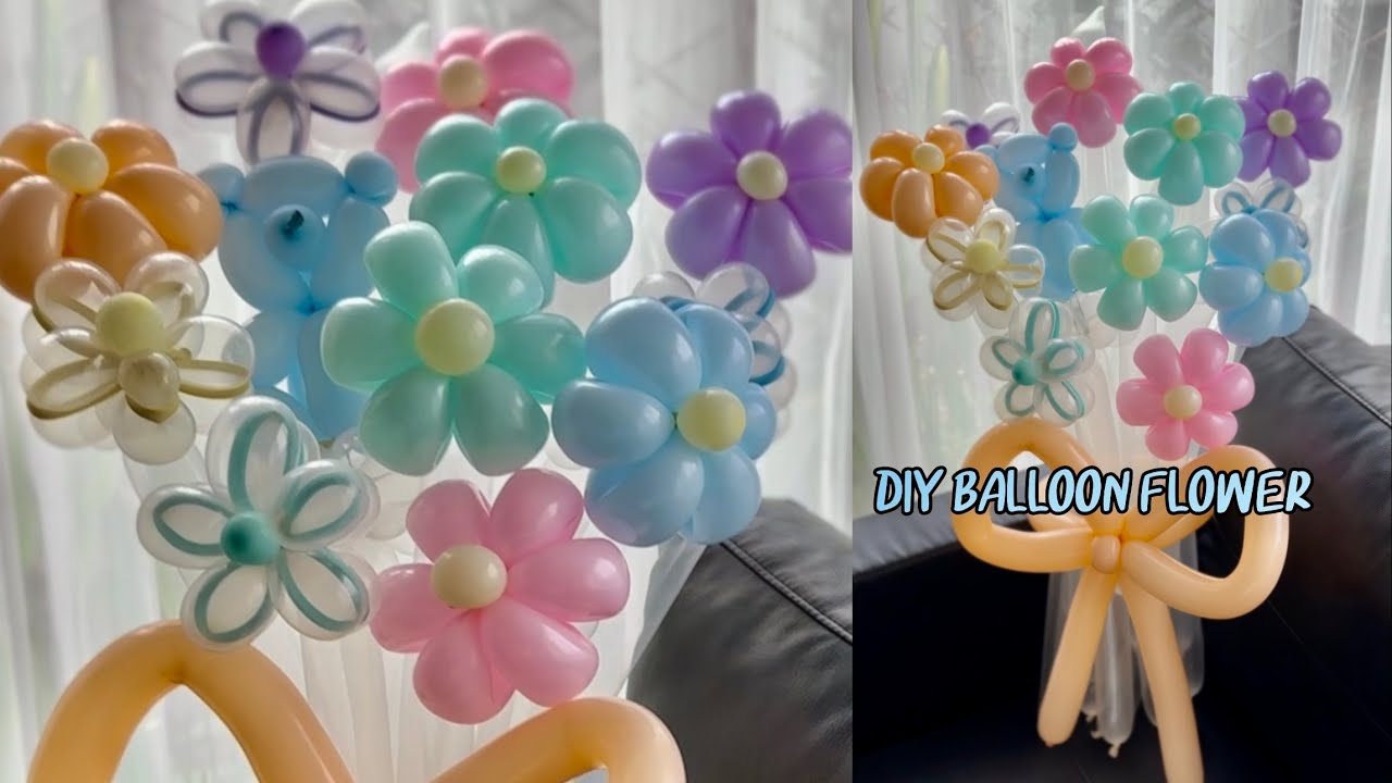 ช่อลูกโป่งสีพาสเทล สไตล์เกาหลี DIY balloon bouquet flower 요술 풍선 대형 믹스 꽃다발 만들기