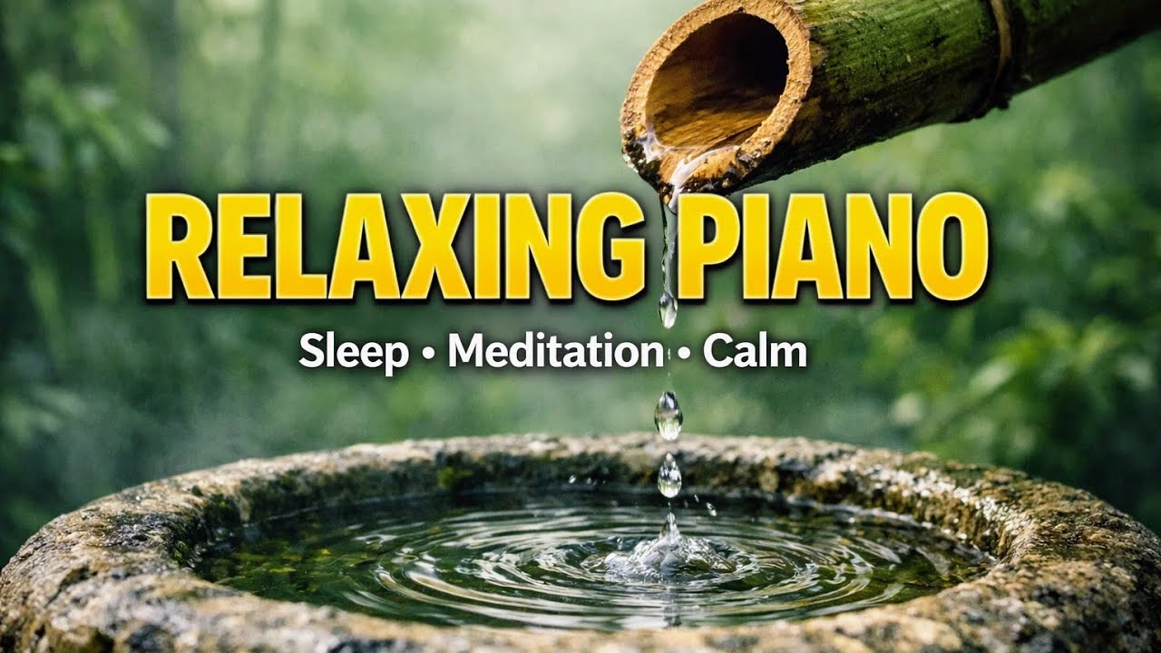 Relaxing Piano Music Bamboo Water Fountain,, Relaxing Music, Meditation Music #nature #relaxing 