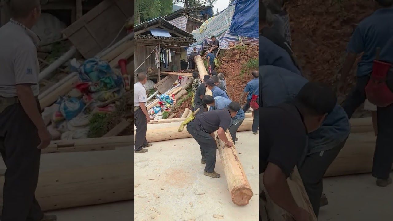 A United Village Community Builds a Huge Wooden Building