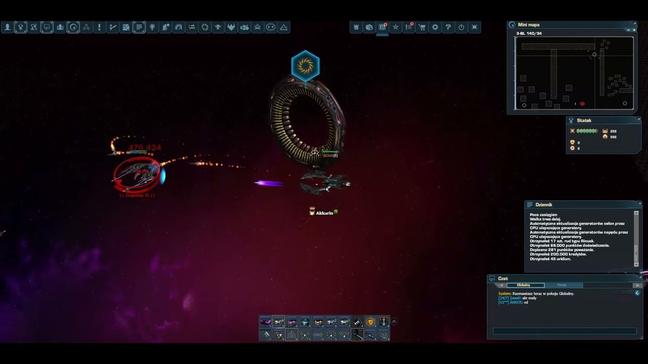 DarkOrbit - How shoot to the Impulse and Attend near the teleport and on the map.