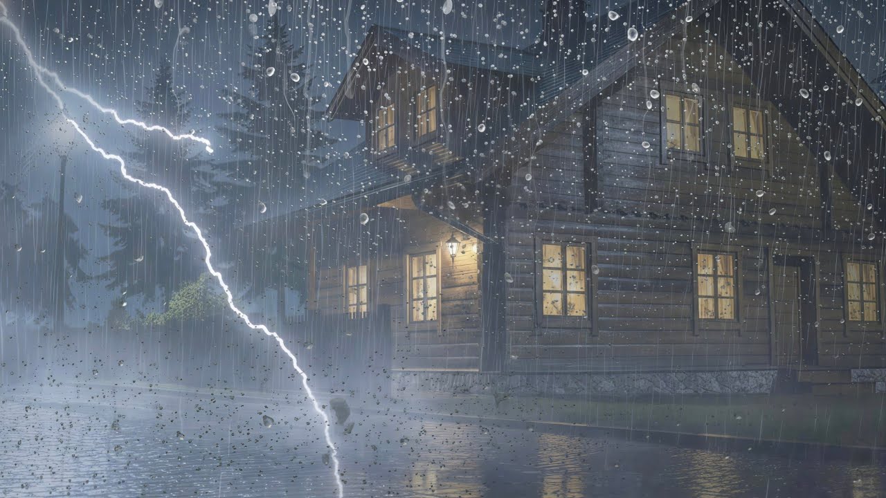 Heavy Rain & Thunderstorm at Night 🌧️ Deep Sleep for 8 Hours