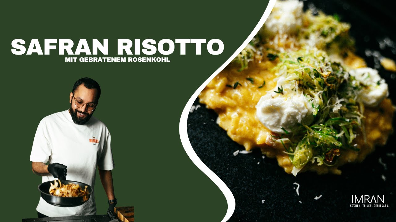 Safran Risotto mit Burrata & Rosenkohl | cremig & vegetarisch (Rezept)
