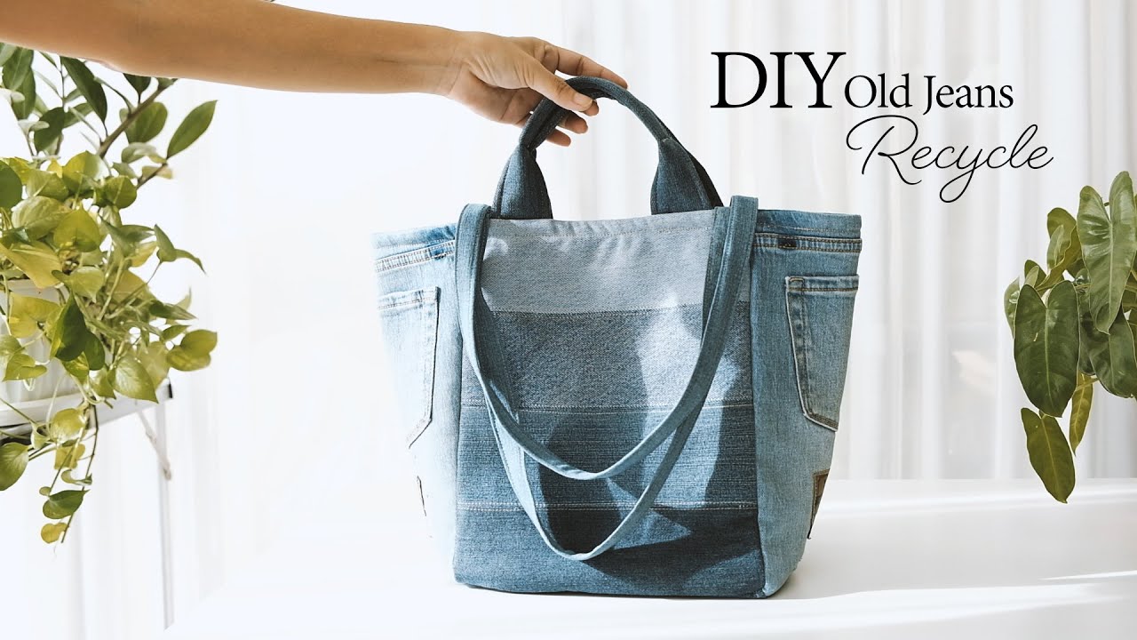 DIY Old Jeans Recycle Tote Bag | Sewing | Tutorial EP235