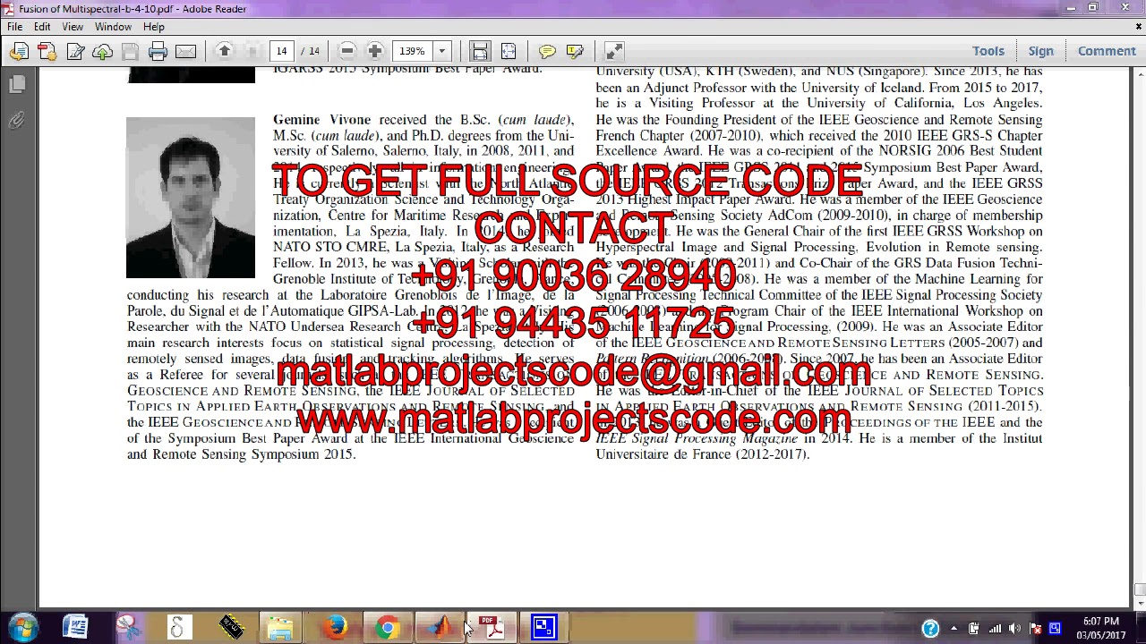 Fusion of multispectral and panchromatic image matlab projects code