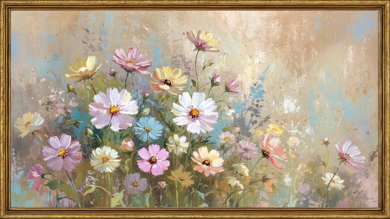 Vintage Wildflower TV Art | Pastel Floral Painting | Relaxing Floral Screensaver | 4K Frame TV D&eacute;cor
