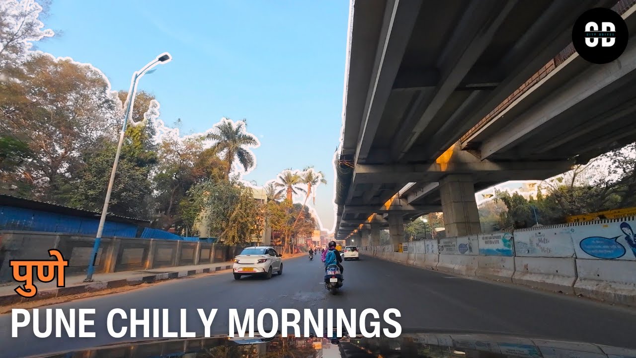 Driving Pune - Aundh, Metro Line 3 - Winter Mornings - 4K