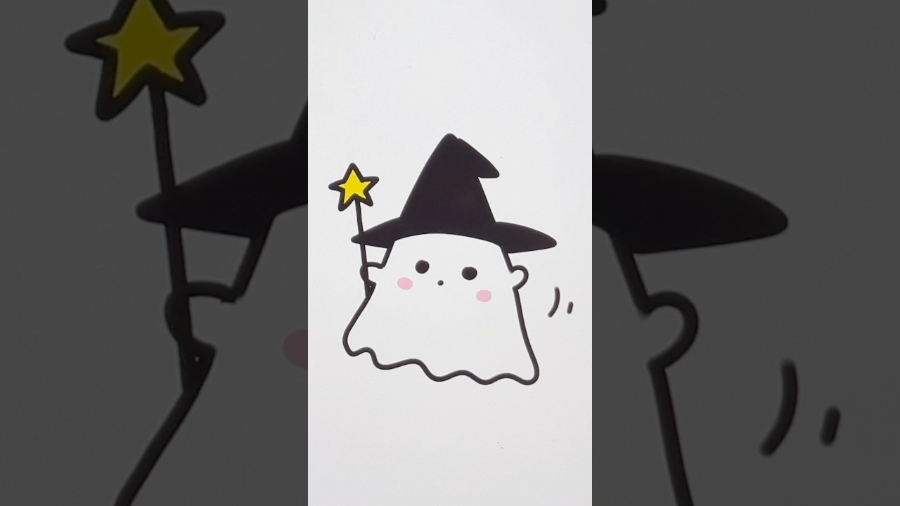 Draw a Cute Ghost Witch ✨ Easy Triangle Drawing Tutorial #ghostdrawing #witch #drawingideas #easyart