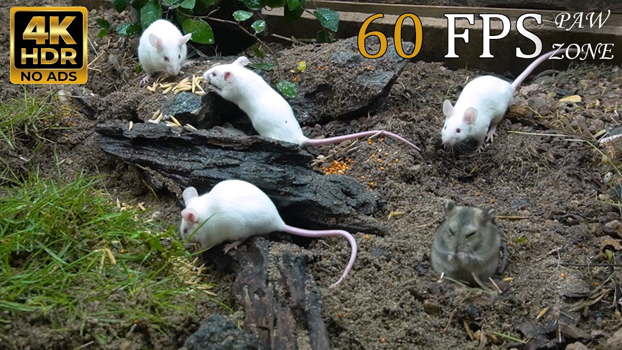 [NO ADS] CAT TV 😺 Colony Chronicles: White Mouse Scurry & Guinea Pig Social Club 🐭🐹 4K