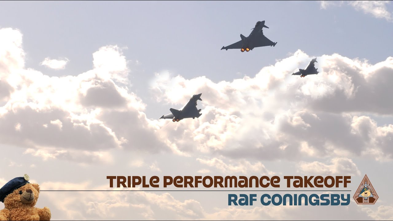 Fantastic Triple Typhoon Performance Takeoff 29 Squadron OCU RAF Coningsby - TURN UP THE VOLUME