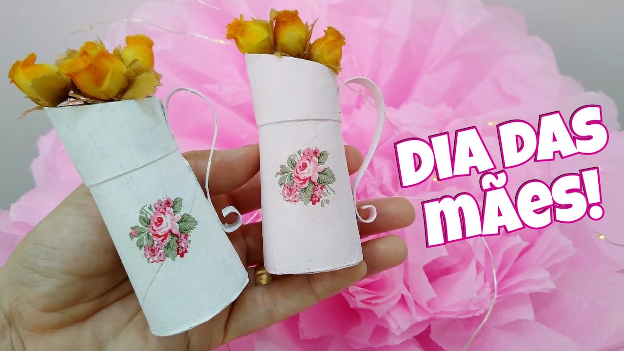 Jarrinho Vintage FOFO com ROLO DE PAPEL para presentear no DIA DAS MÃES/Lembrancinha RÁPIDA E FÁCIL