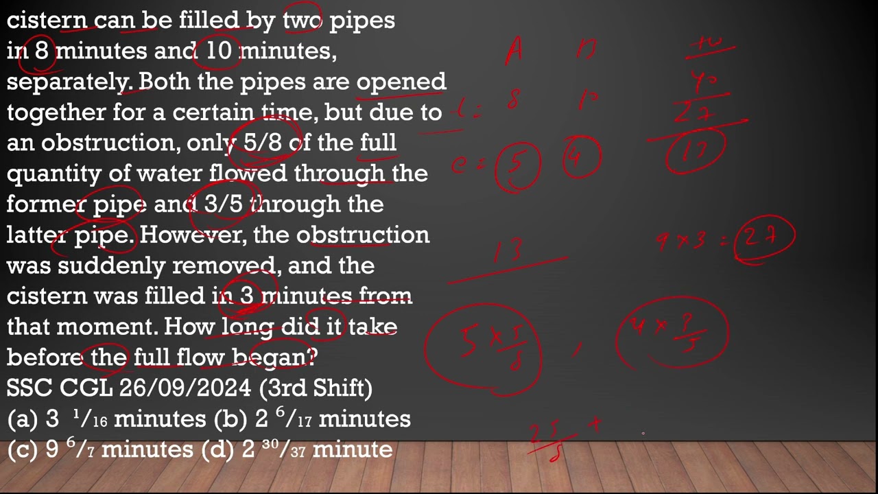 cistern can be filled by two pipesin 8 minutes and 10 minutes, separately.Both the pipes are opene