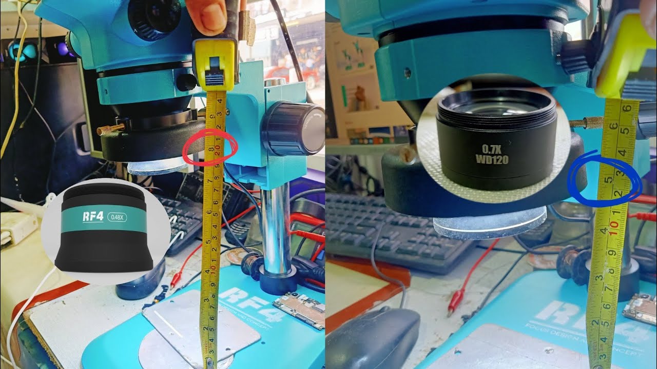 RF4 microscope review barlow lens 0.7x vs 0.48x compilation..