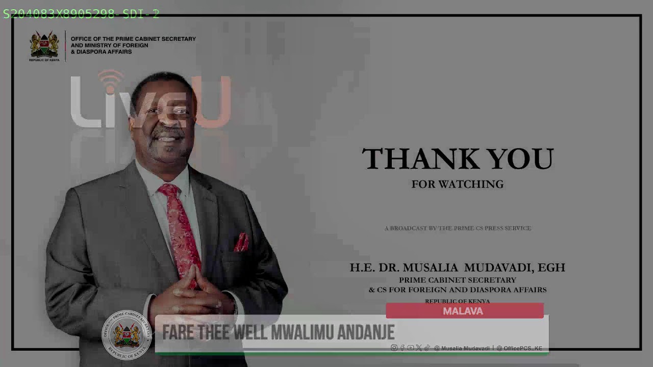 Fare thee Well Mwalimu Andanje - Malava