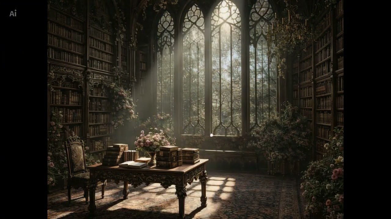 Golden Morning in the Spring Court Library | Calm Reading & Study Ambience