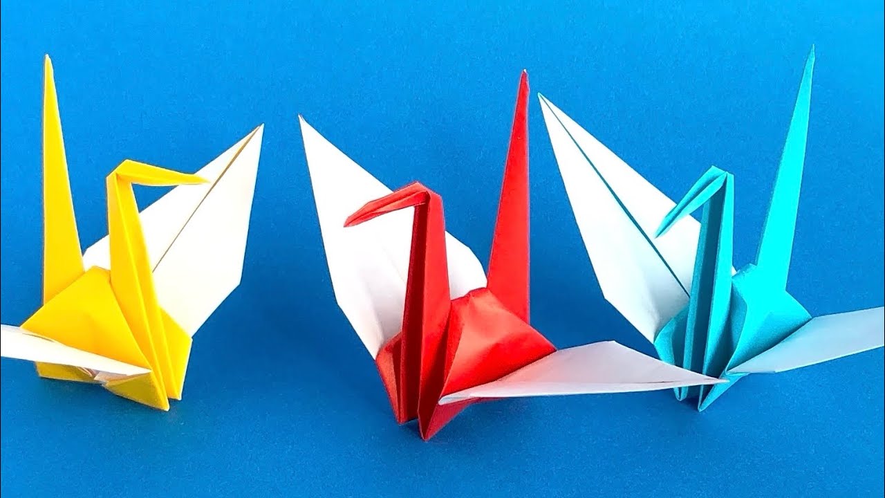 【折り紙】紅白鶴（2色鶴）の作り方