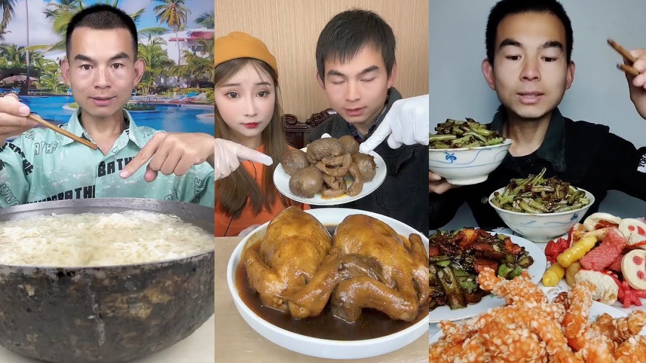 Mukbang Foodie Meat 🍖🥓 Pork Chicken 🍗 Noodles 🍜 with Chinese food #delicious #foodie #delicious 
