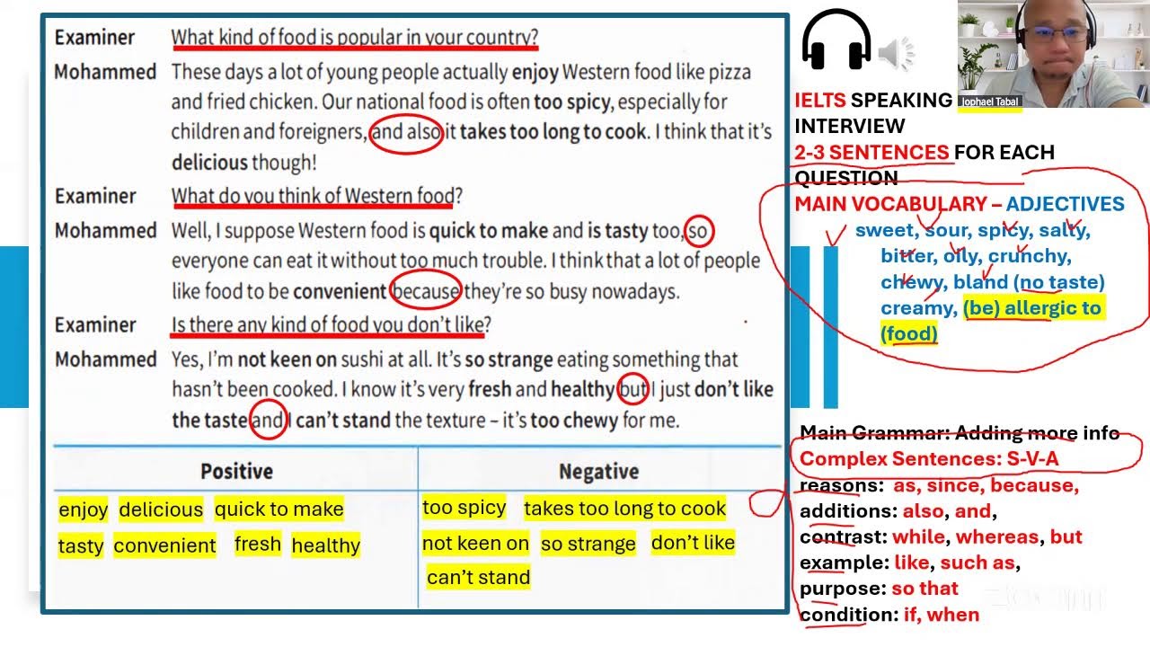 IELTS CUSTOMIZED CLASS - IELTS Band 5.5 - Lesson 46 - Speaking Part 2 - Food