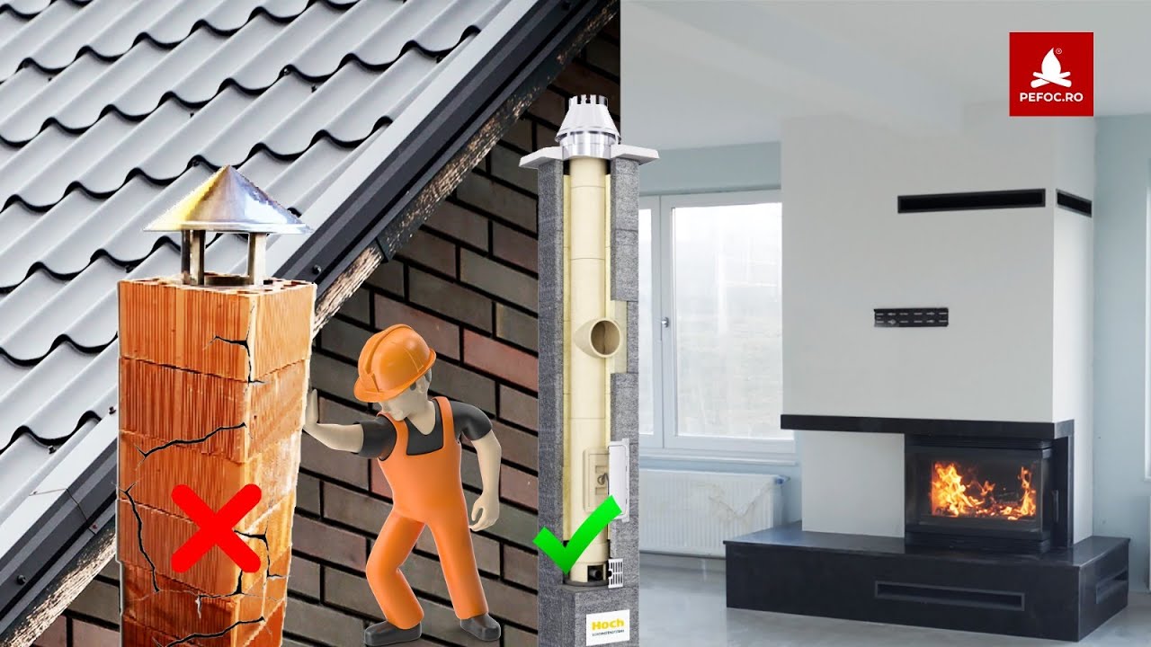 Inlocuire cos fum de caramida cu horn ceramic zidit la semineu cu 3 fete de sticla + distributie aer