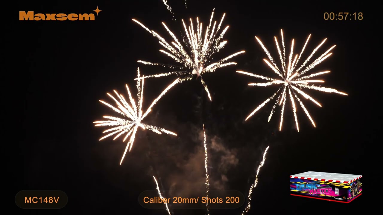 Maxsem Fireworks MC148V Explosive Master (0.8‘’  200 Shots) #fyp #fireworks #Tonglefireworks
