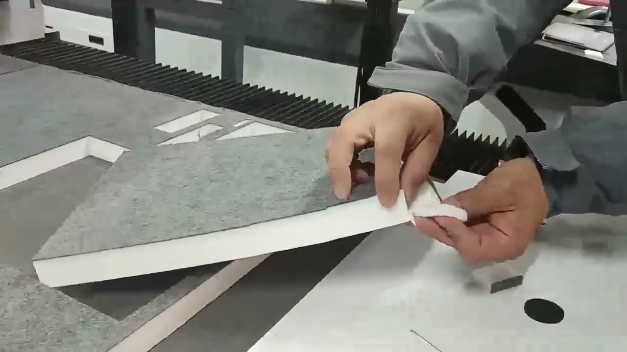 Acoustic Pet Felt Panel with Sticker Cutting CNC Knife Cutting Machine